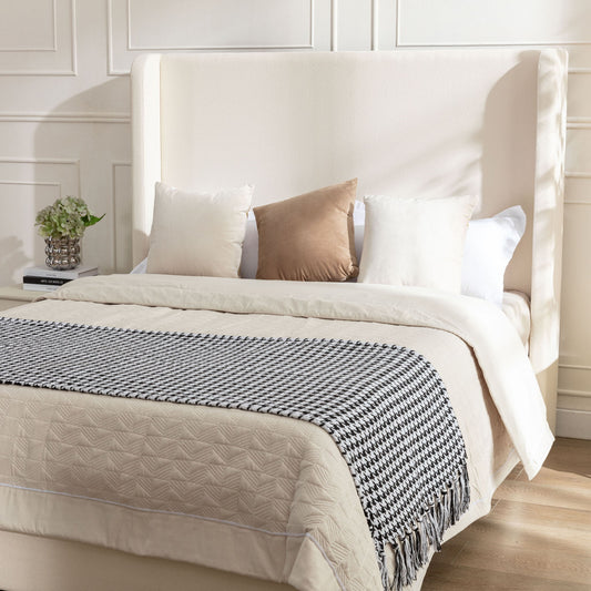 Harper - California King Size Tall Headboard Upholstered Bed - Ivory