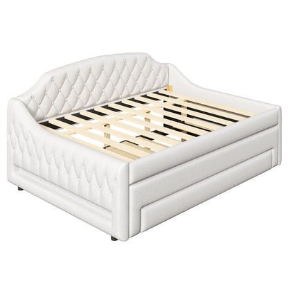 Upholstered Daybed With LED Belt, Trundle And 3 Drawers