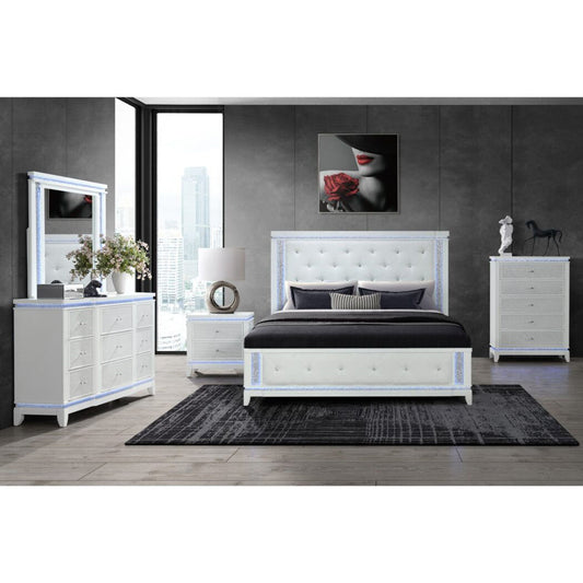 Adalid - 5 Pieces Bedroom Set With LED Lights And Glittered Detailing