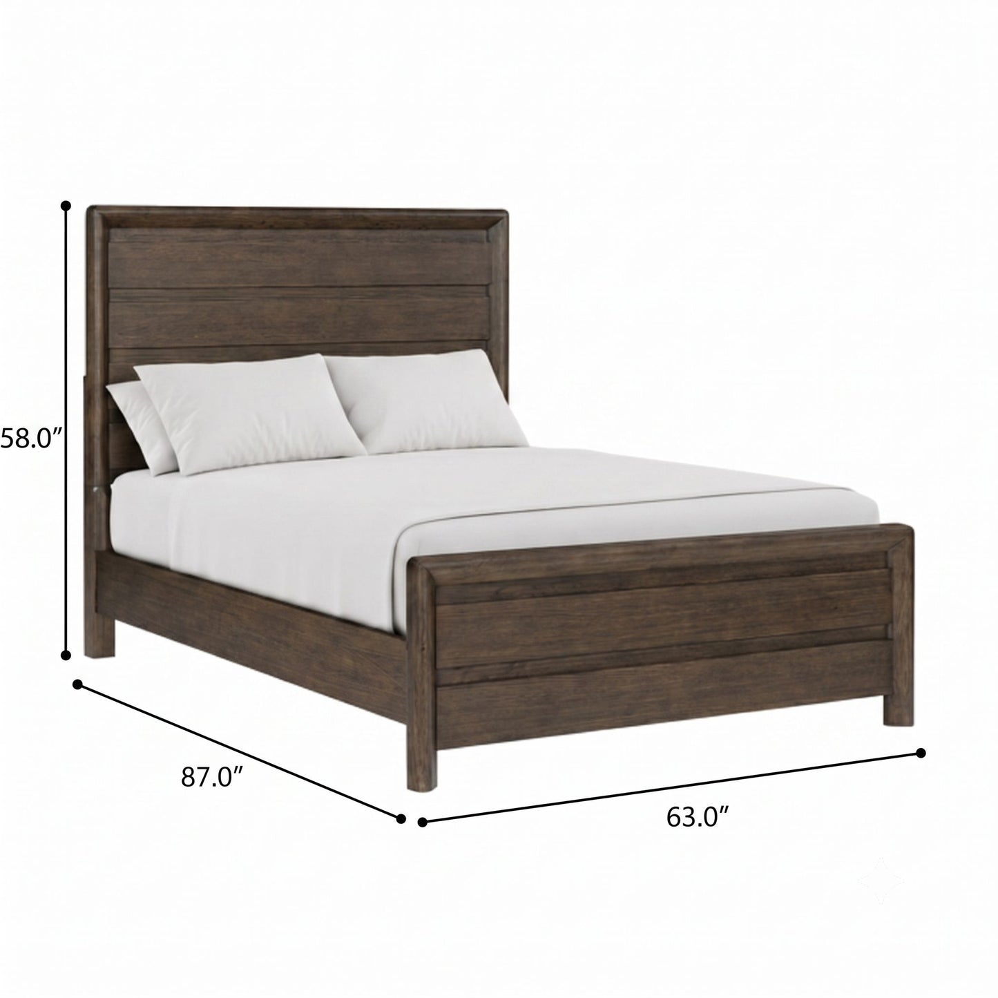 Panel Bed Frame With Unique Headboard And Included Slats