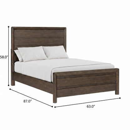 Panel Bed Frame With Unique Headboard And Included Slats