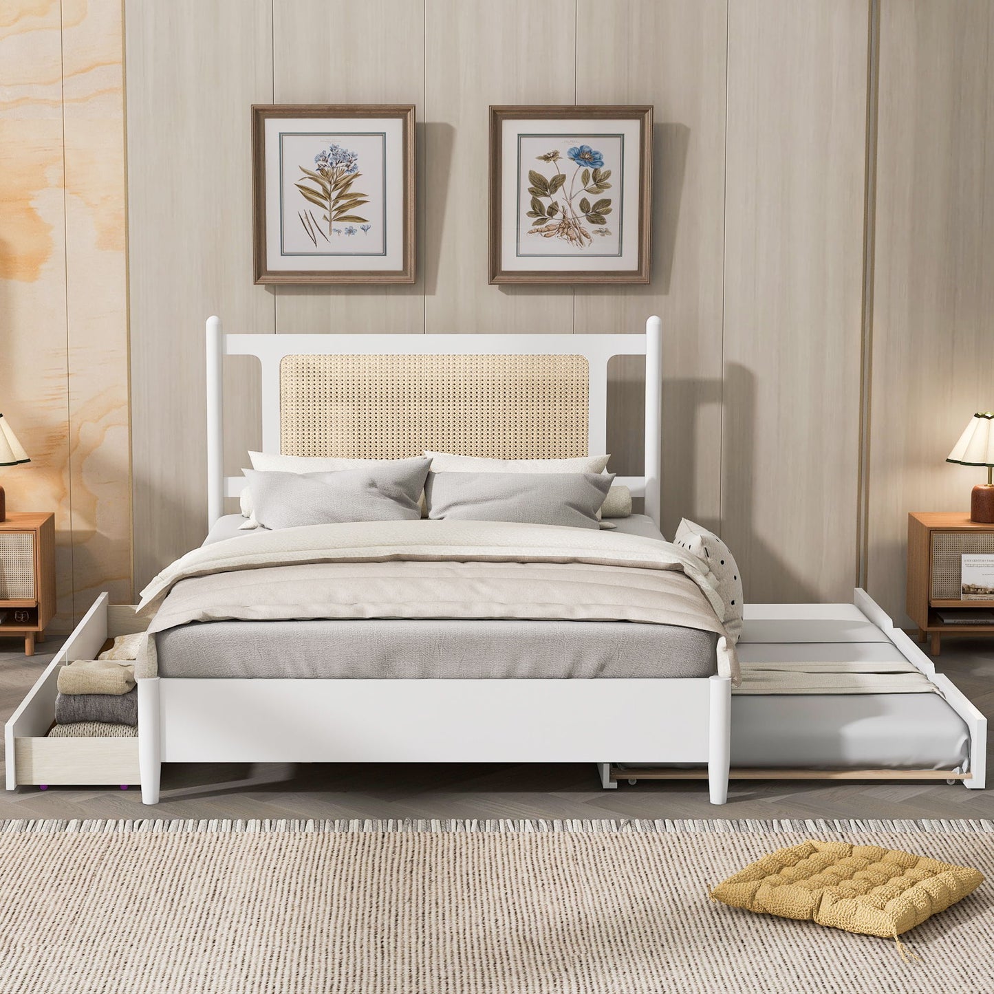Platform Bed With 2 Big Drawers & Trundle