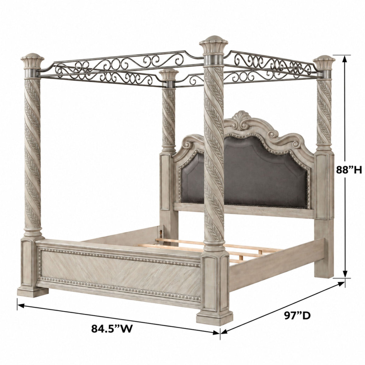 Panel Canopy King Bed - Gray