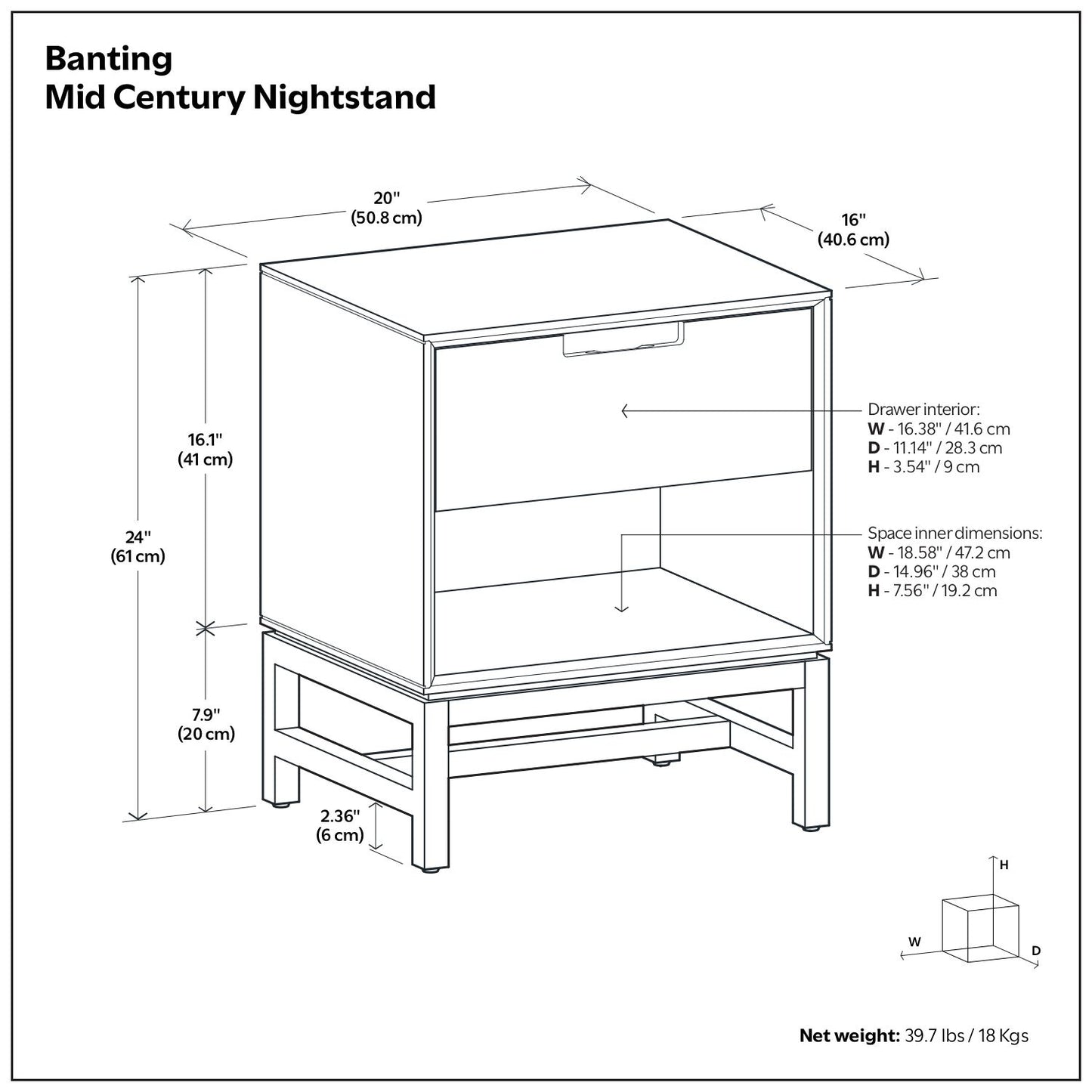 Banting - Nightstand - Walnut Brown