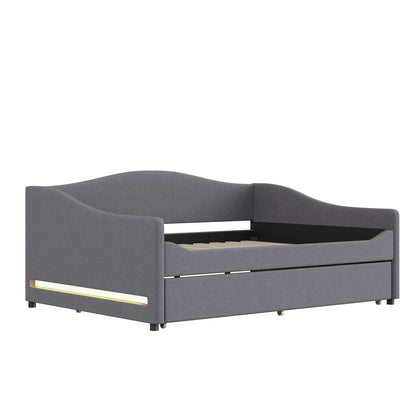 Upholstered Daybed With Light And Trundle