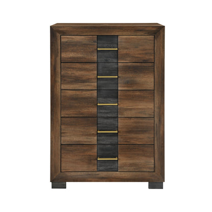Chest With 5 Drawers - Brown Black