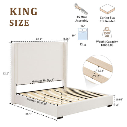 Hampton - Upholstered Platform Bed With Tall Headboard