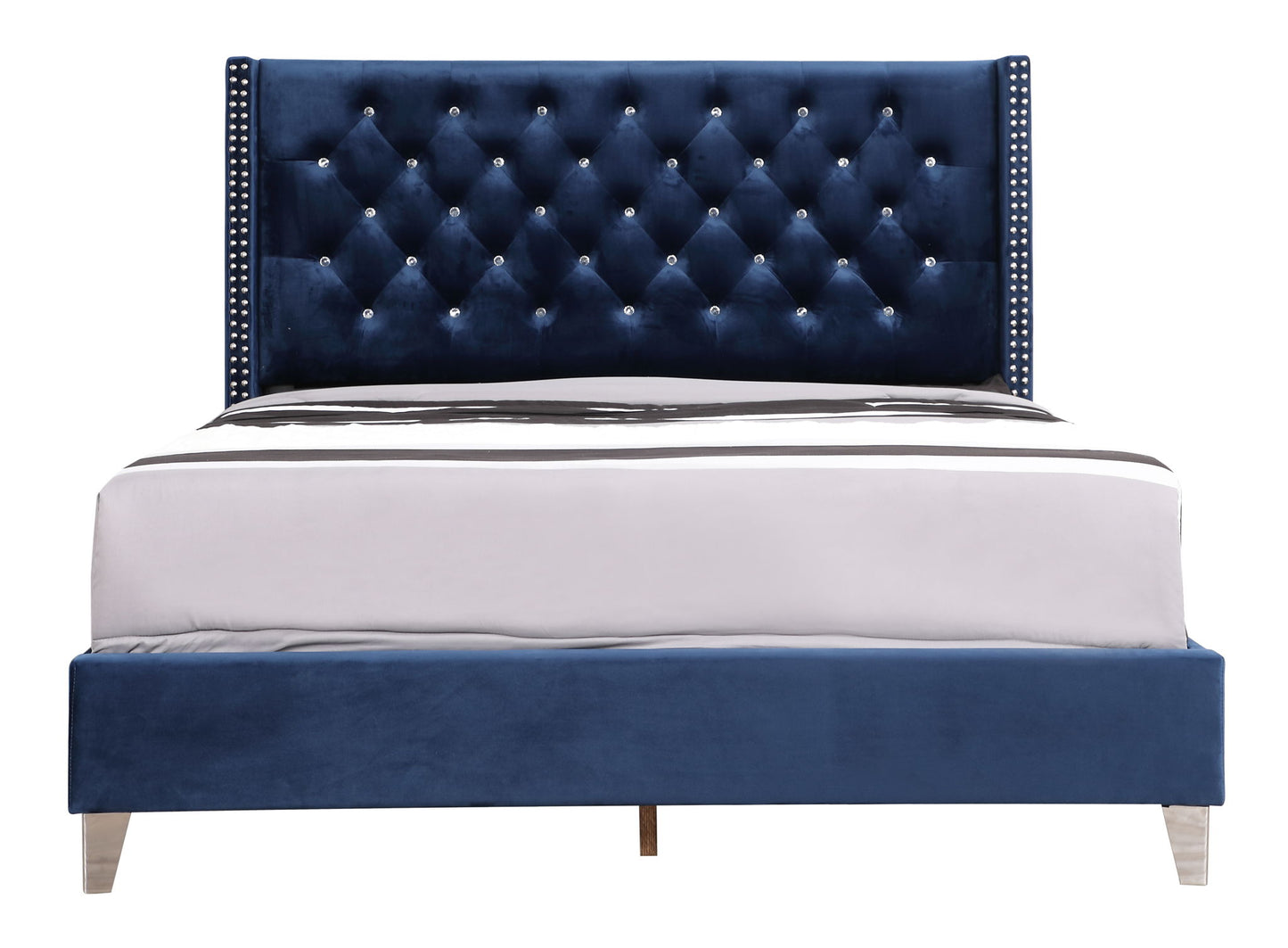 Upholstered Nailhead Trim Chic Bed