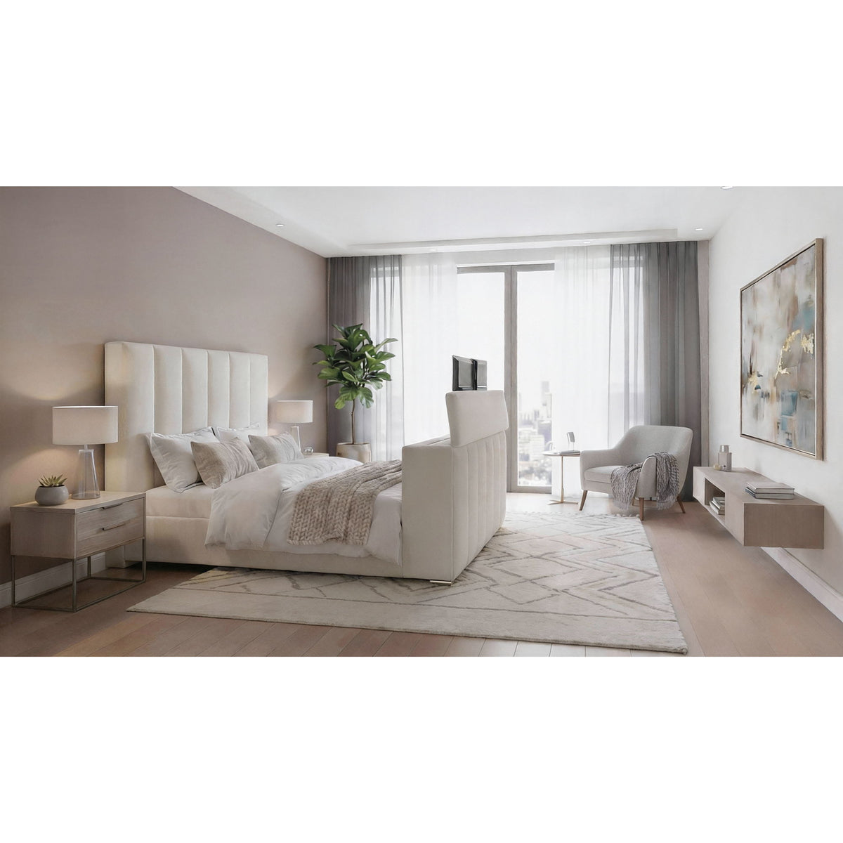 Sacha - Bed With TV Lift And Fireplace