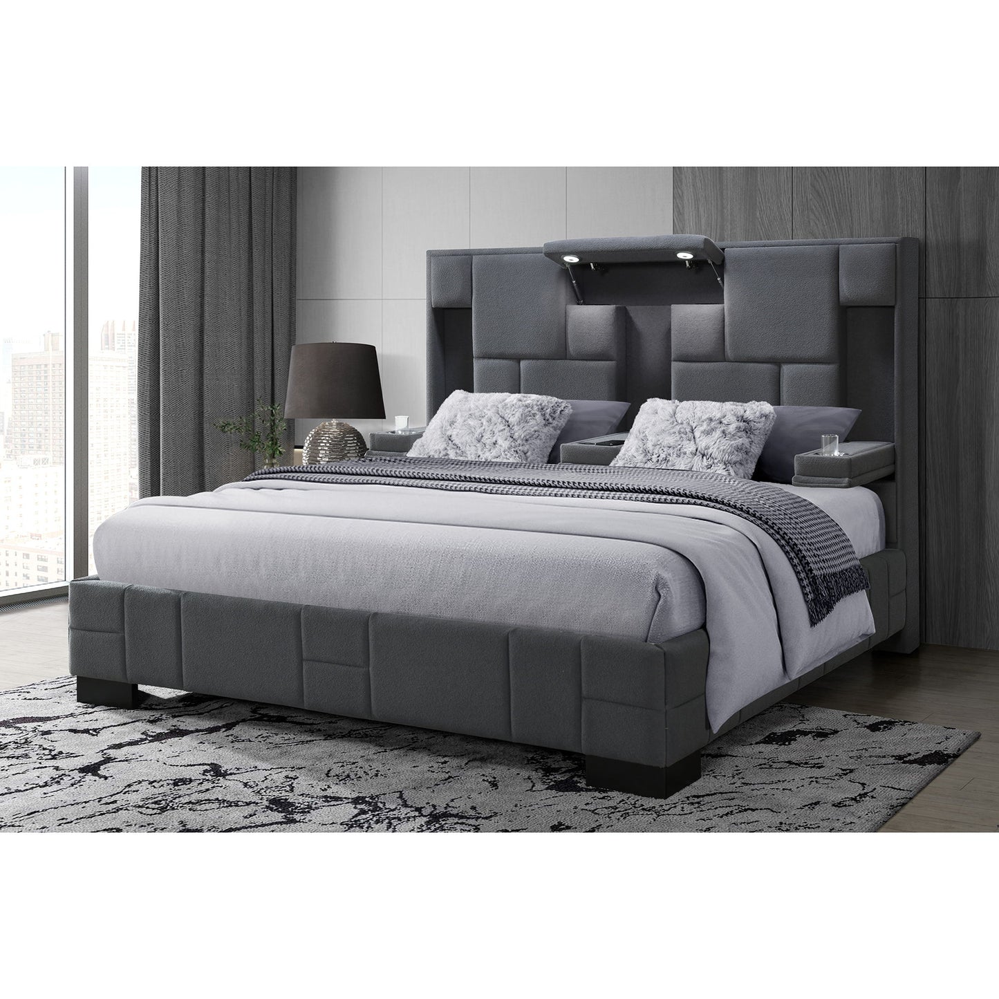 Yaris - Contemporary Bed With Wireless Charging And LED Lights