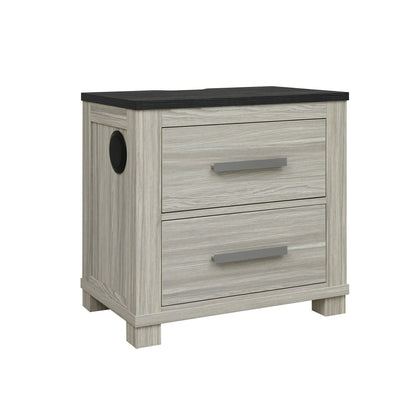Augusta - Nightstand With Top, 2 Drawers, Block Feet - Beige Brown