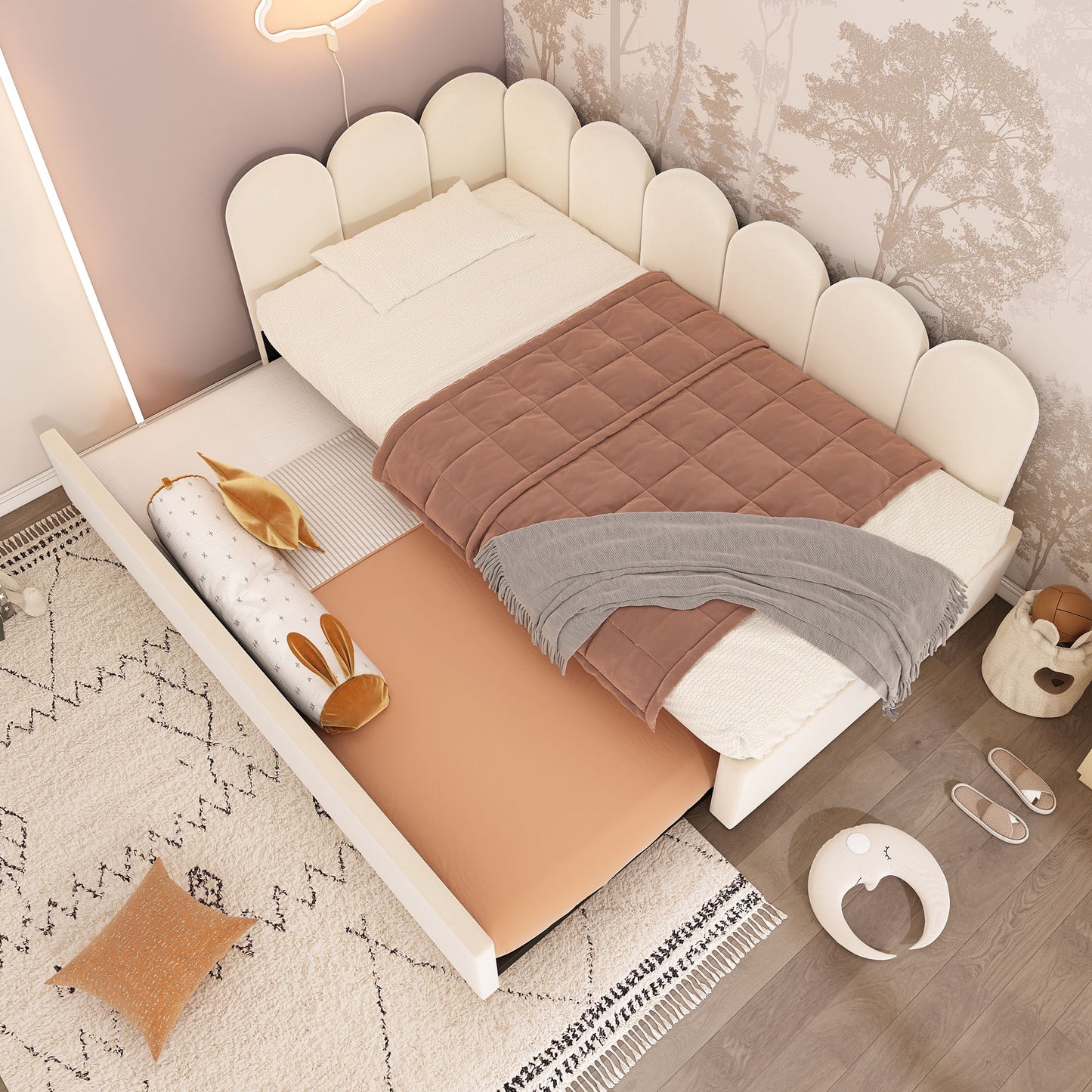 Upholstered Daybed With Pull-Out Bed
