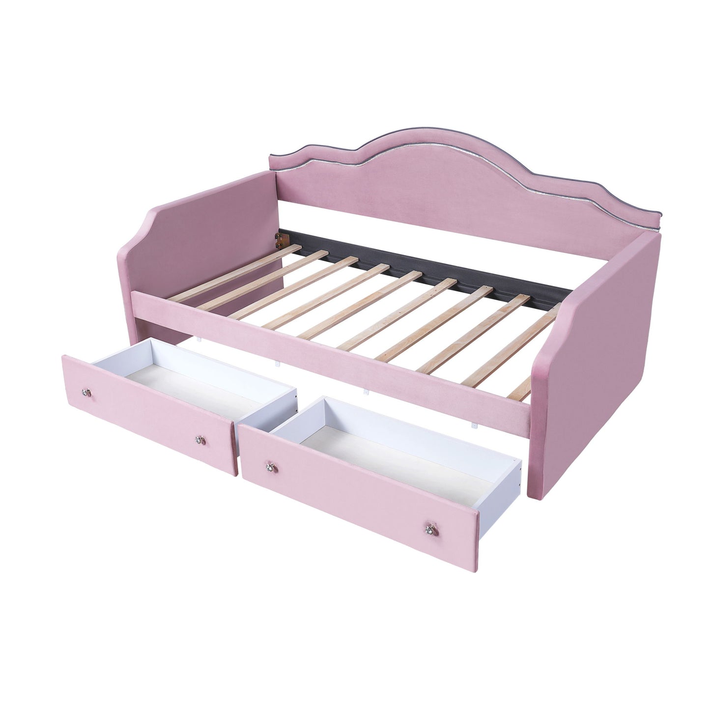 Upholstered Daybed With LED Lights And 2 Drawersme