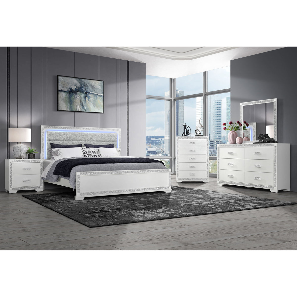 Soulmarie - Mirror, Connects To Dresser - White